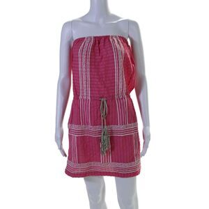 Letarte Handmade Womens Knee Length Embroidered Pullover Dress Pink Size Medium